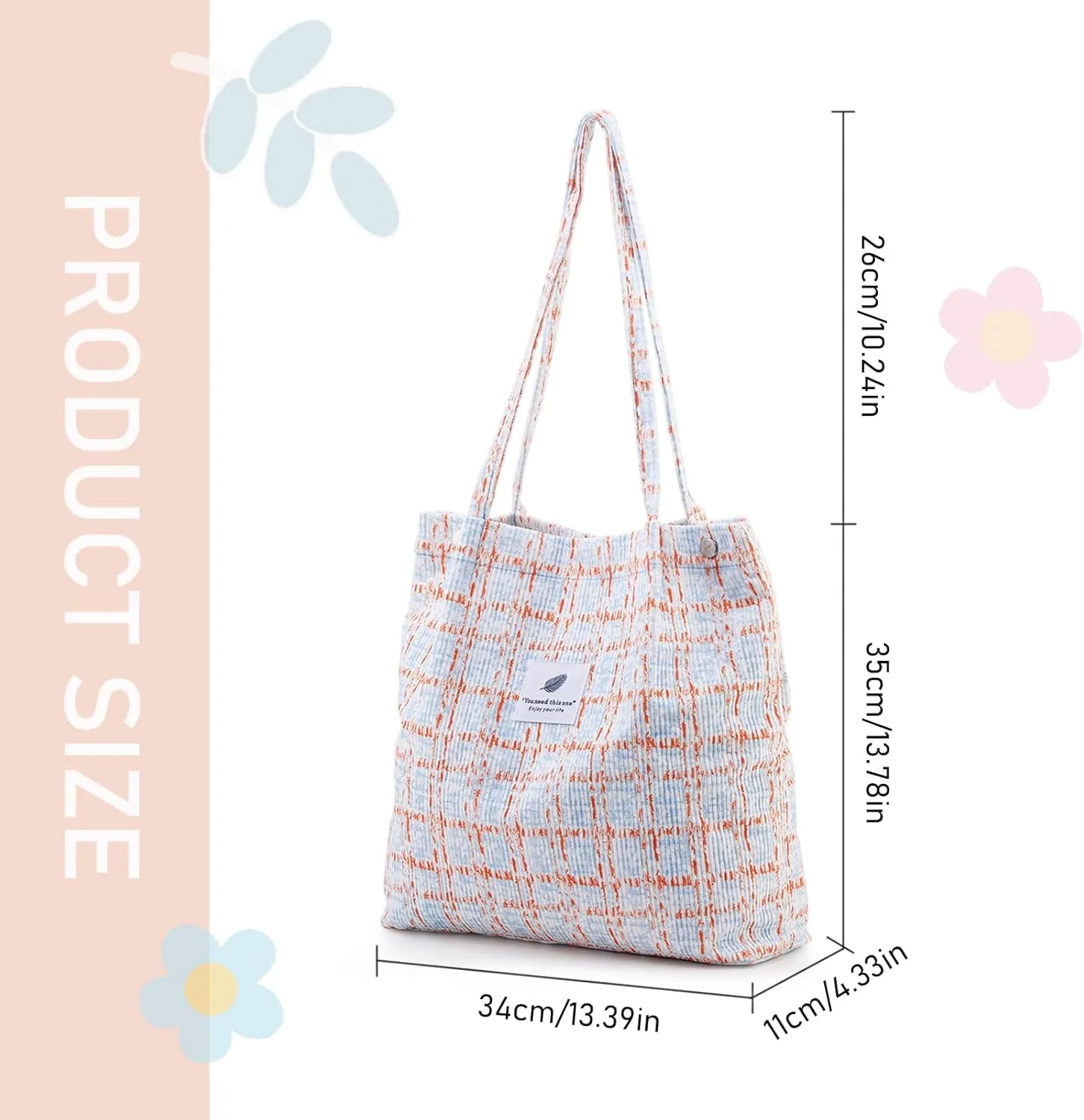 TELLUMO Fashion Corduroy Tote Bag Cow Print Bag Purses for Women Teen Girls with Inner Pocket