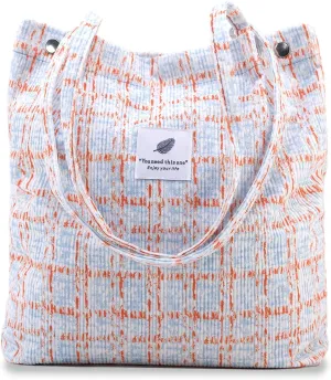 TELLUMO Fashion Corduroy Tote Bag Cow Print Bag Purses for Women Teen Girls with Inner Pocket