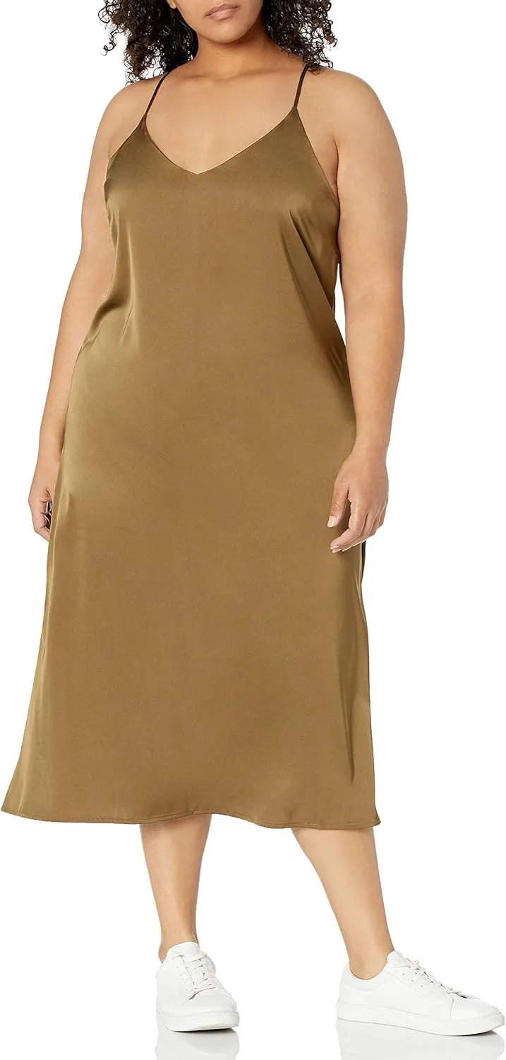 The Drop Women's Ana Silky V-Neck Midi Slip Dress