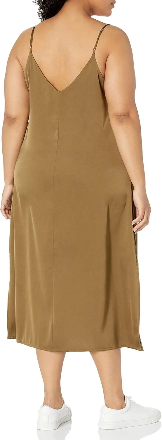 The Drop Women's Ana Silky V-Neck Midi Slip Dress