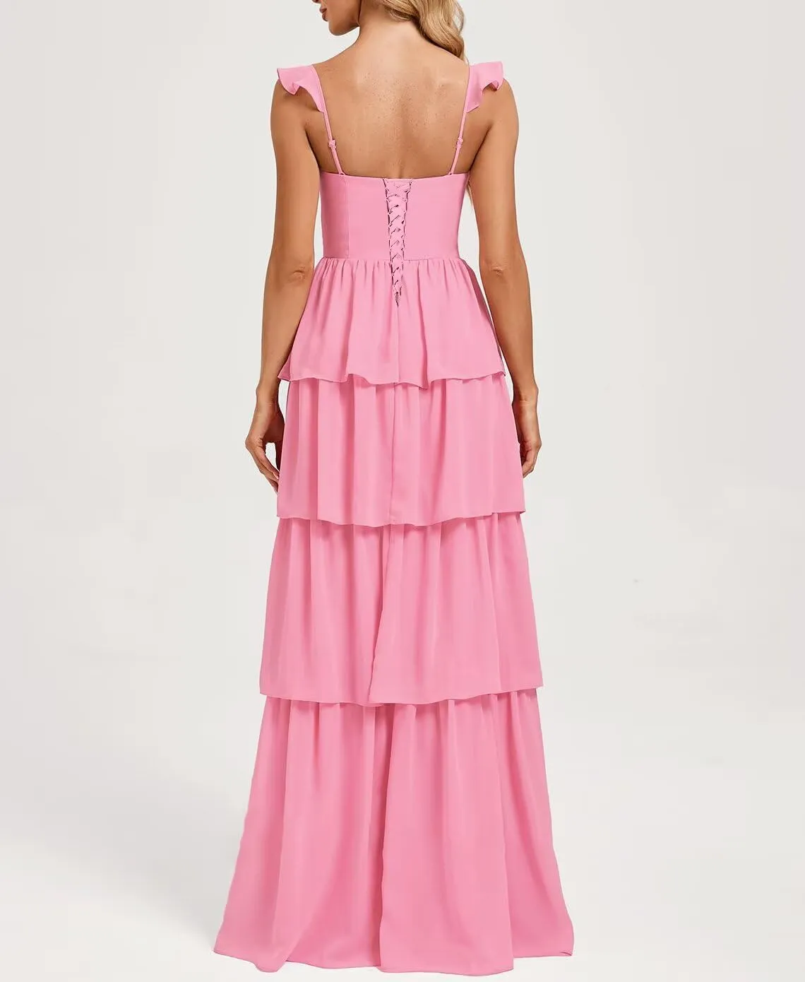 Tiered Ruffles Bridesmaid Dresses with Slit 2025 for Women Long Chiffon Formal Prom Evening Dresses Party Gowns