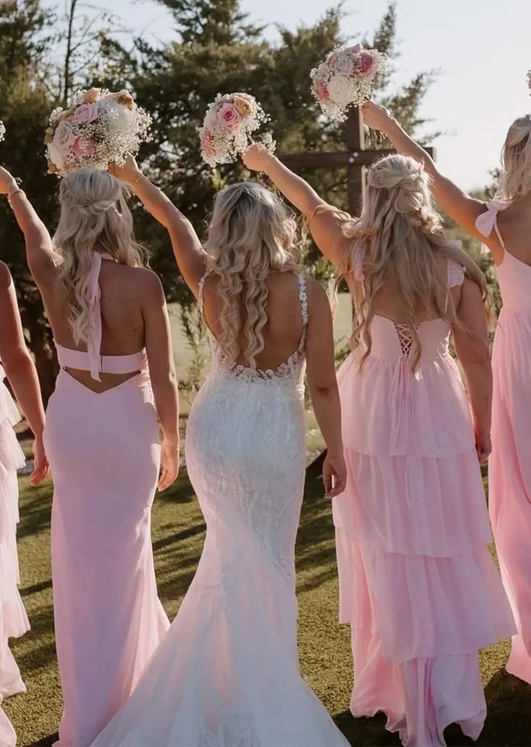 Tiered Ruffles Bridesmaid Dresses with Slit 2025 for Women Long Chiffon Formal Prom Evening Dresses Party Gowns