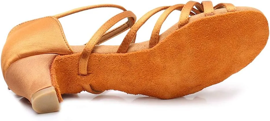 TINRYMX Latin Dance Shoes for Girls Low Heels Tango Salsa Ballroom Shoes