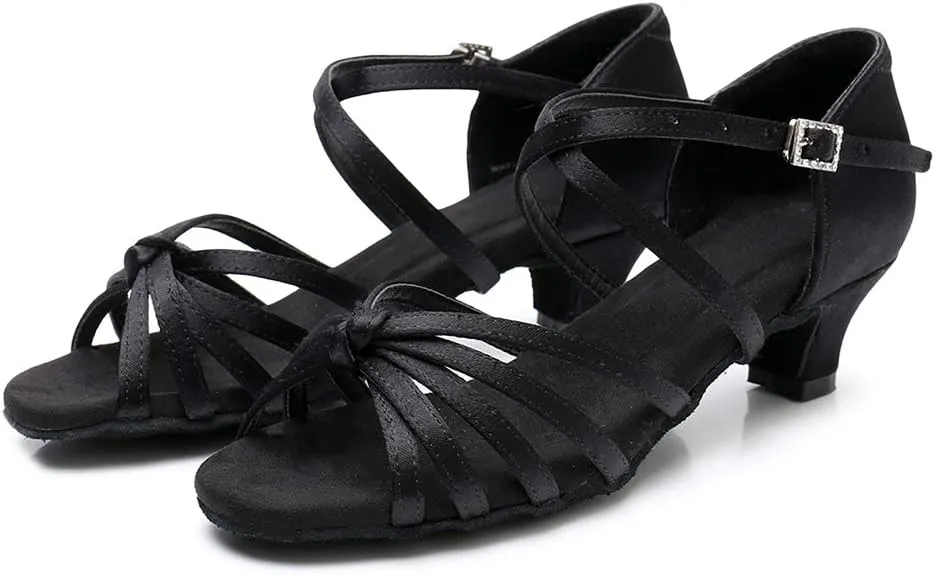 TINRYMX Latin Dance Shoes for Girls Low Heels Tango Salsa Ballroom Shoes