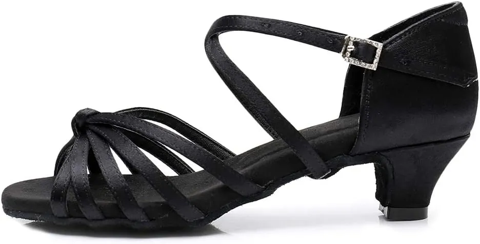 TINRYMX Latin Dance Shoes for Girls Low Heels Tango Salsa Ballroom Shoes