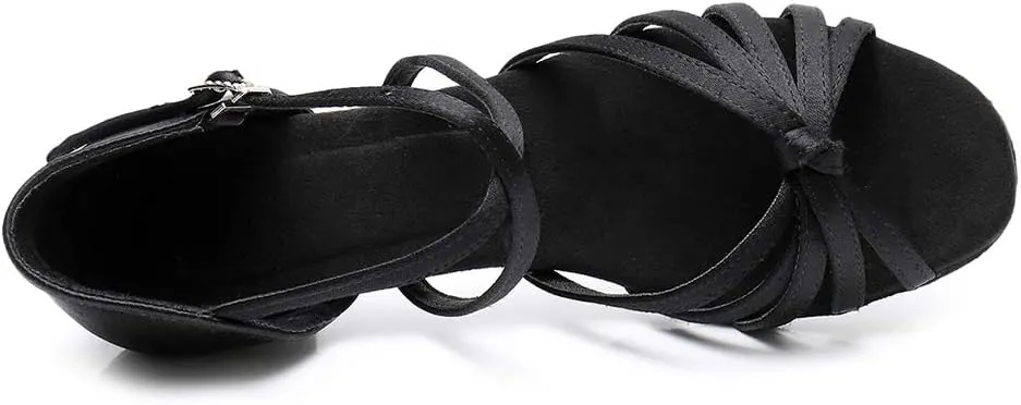 TINRYMX Latin Dance Shoes for Girls Low Heels Tango Salsa Ballroom Shoes