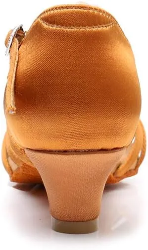 TINRYMX Latin Dance Shoes for Girls Low Heels Tango Salsa Ballroom Shoes