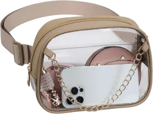 TINYAT Clear Fanny Pack Stadium Approved Clear Belt Bag for Women See Through Waist Bag Crossbody Purse for Events Concerts