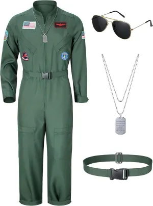 TOKYO REVENGERS Men Fighter Pilot Jumpsuit Air Force Flight Outfit Halloween Cosplay Costume With Accessories Set