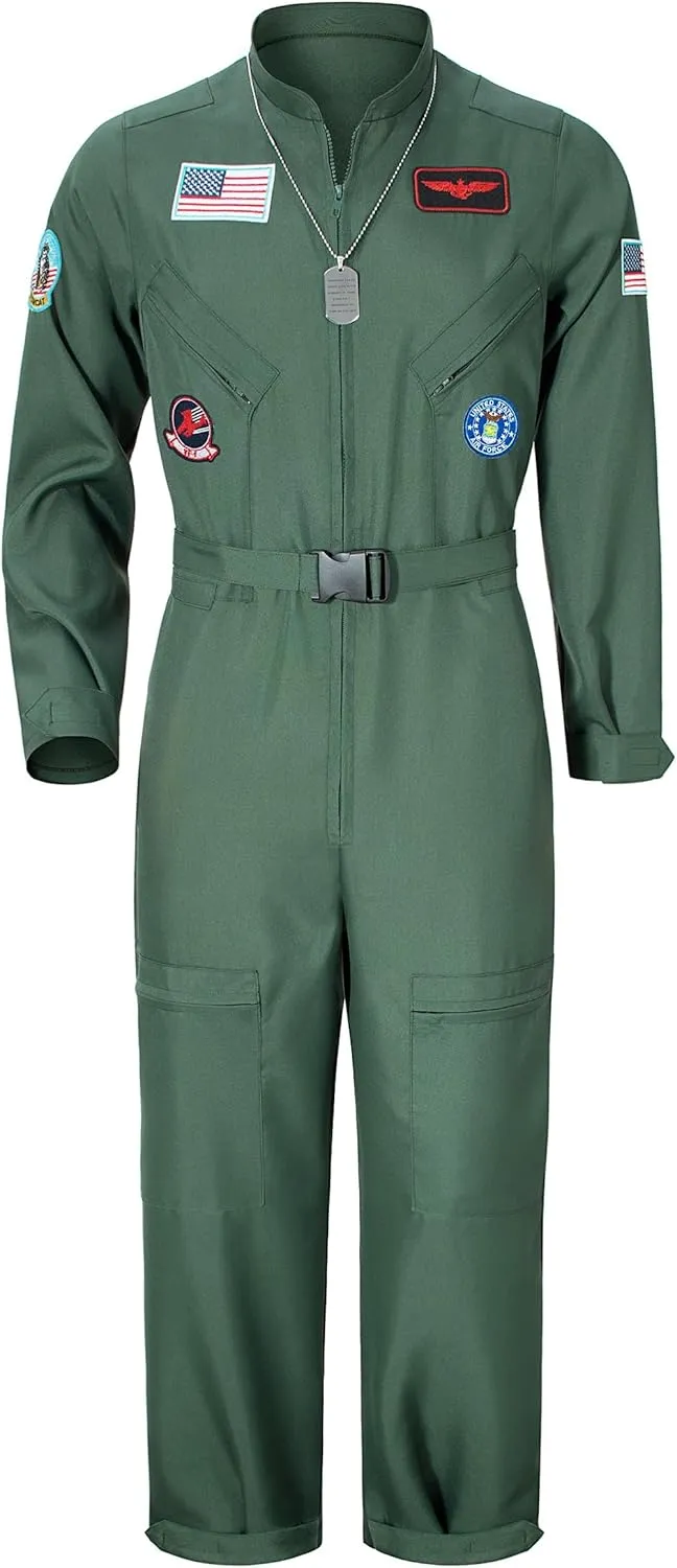 TOKYO REVENGERS Men Fighter Pilot Jumpsuit Air Force Flight Outfit Halloween Cosplay Costume With Accessories Set