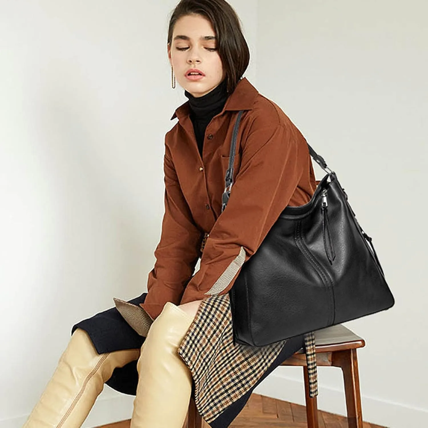 Tote Bag For Women High Capacity Zipper Hobo Messenger Bag New Pattern Simple Handbag Shoulder Bags Cross Body Bags L