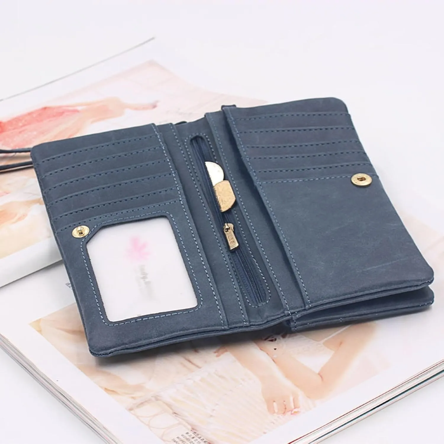 Tote Bag For Women Men Id Long Wallet Solid Bag Zipper Purse Multiple Card Slots Clutch Bag For Shopping Walking