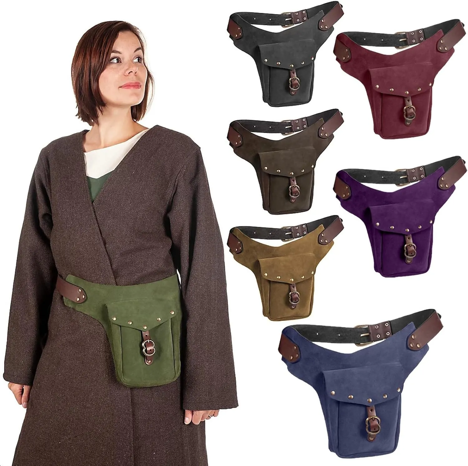 Tote Bag For Women Vintage Medieval Waist Pack Bag Leather Small Purse Leather Sporting Riding Hip Fanny Waist Cos Play