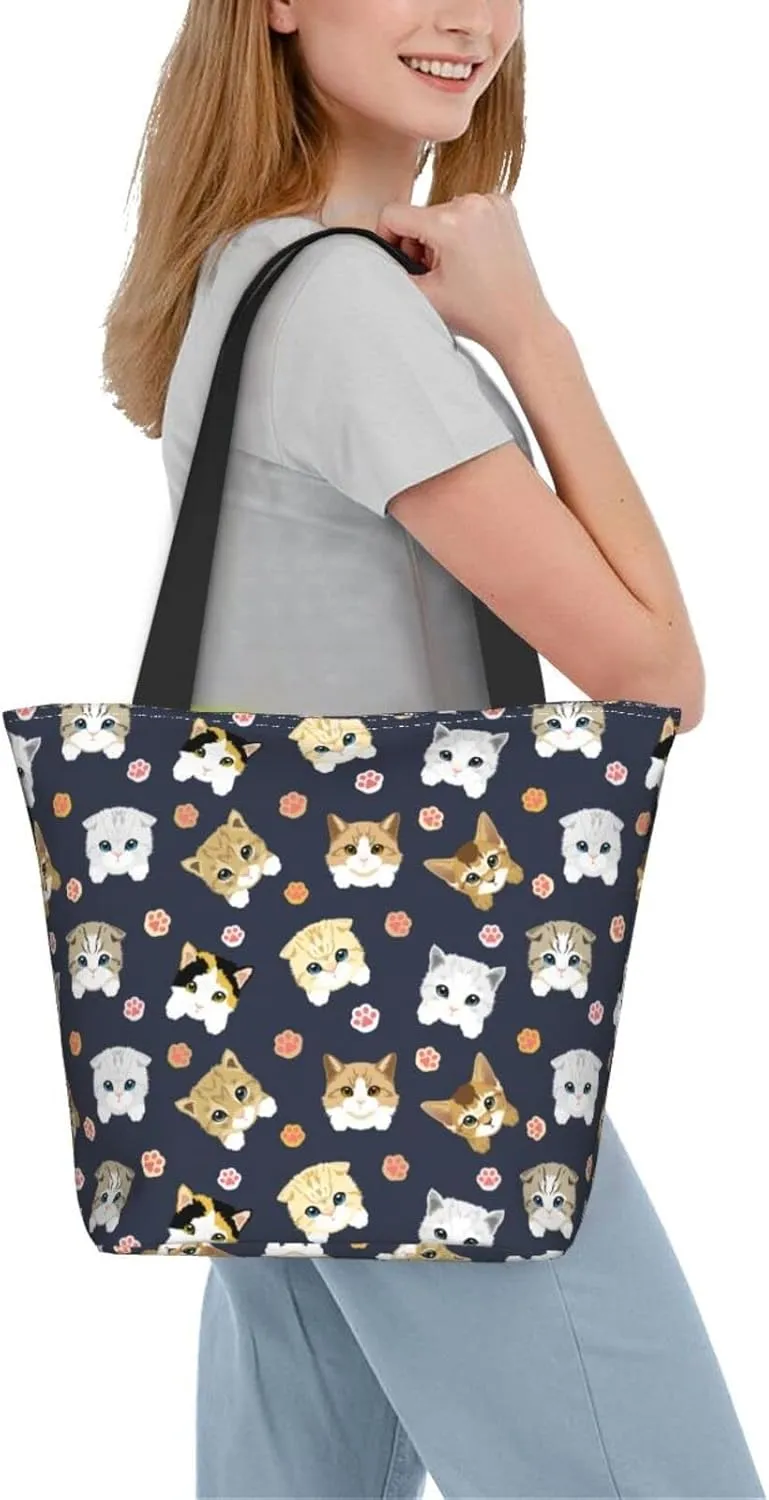 Tote Bag With Zipper Large Women Casual Shoulder Bag Handbag, Reusable Multipurpose Shopping Bag For Women Girls
