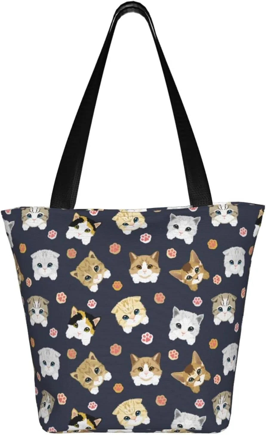 Tote Bag With Zipper Large Women Casual Shoulder Bag Handbag, Reusable Multipurpose Shopping Bag For Women Girls