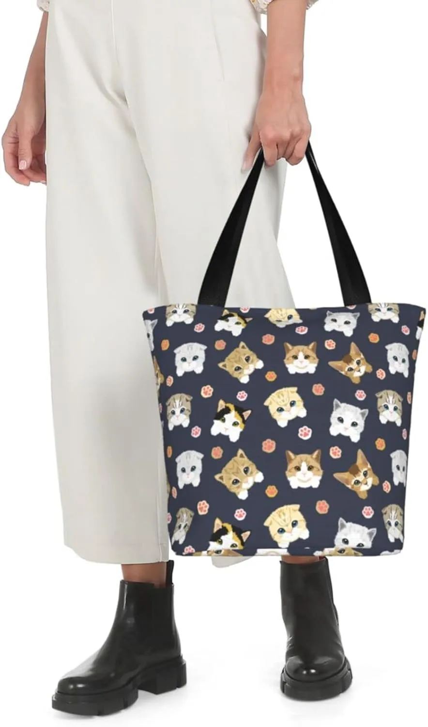Tote Bag With Zipper Large Women Casual Shoulder Bag Handbag, Reusable Multipurpose Shopping Bag For Women Girls