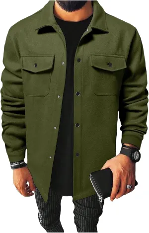 Trench Coat Men Fleece Mid Length Casual Jackets Button Down Plus Size Solid Outwears Fall Winter Windproof Outfits