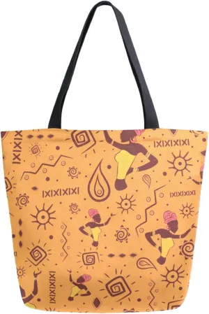Trendy Extra Large Shoulder Grocery Tote Bag, African Style Woman Aztec Ethnic Canvas Daily Handle Bag for Gym Yoga Weekender Picnic Beach Travel Kitchen Reusable Market Shopping