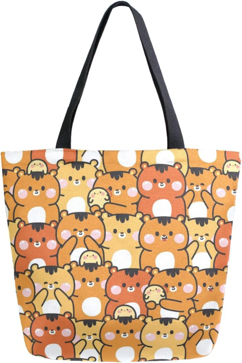 Trendy Extra Large Shoulder Grocery Tote Bag, Chidish Cute Tiger Chicks Canvas Daily Handle Bag for Gym Yoga Weekender Picnic Beach Travel Kitchen Reusable Market Shopping