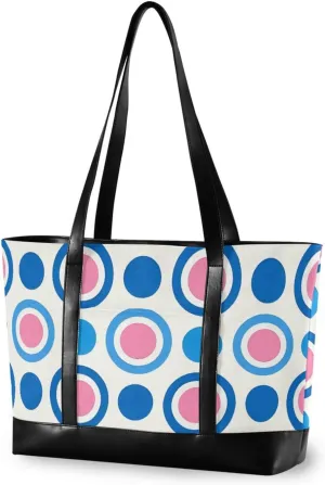Trendy Polka Dot Peach Blue Large Capacity large laptop bag with zipper for Pool Gym Grocery Travel with diaper bolso para laptop