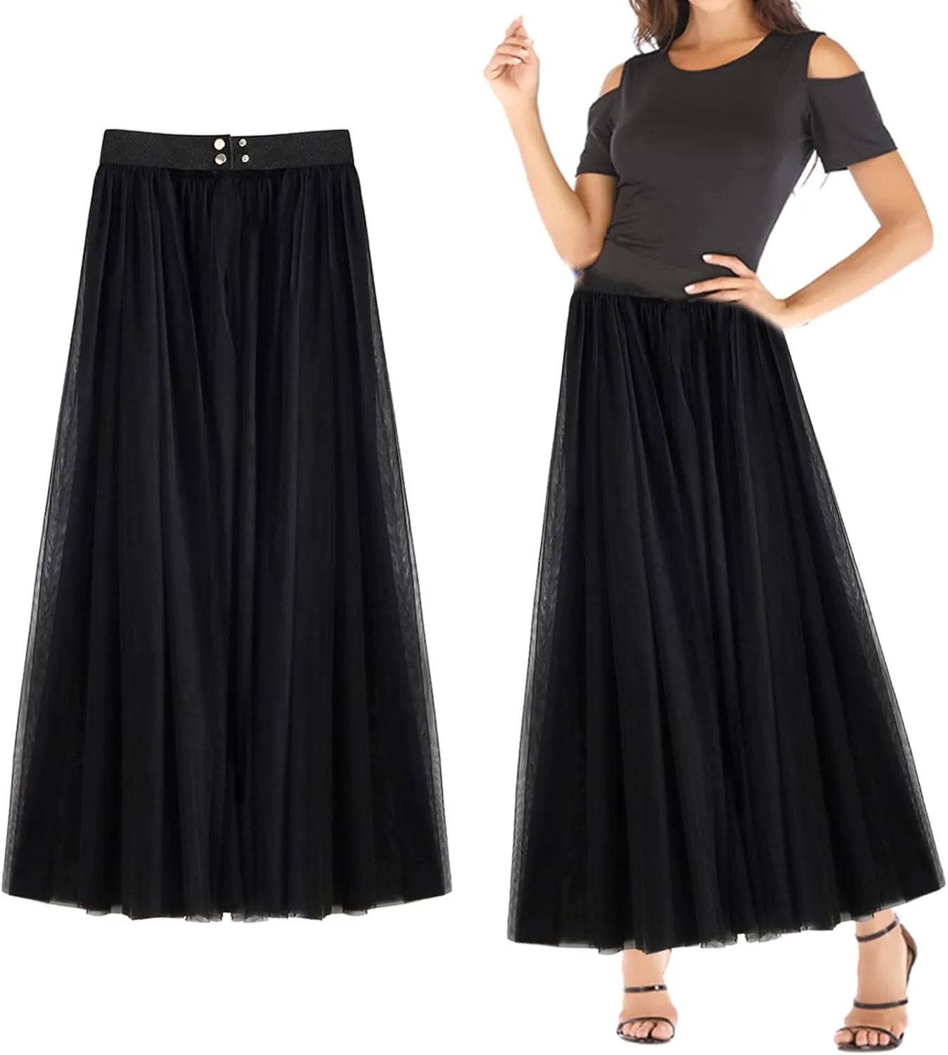 Tulle Tutus Long Skirt Wedding Party Cocktails Proms Belt Mesh Skirt Overskirt Overlays Bridal Tulle Overskirt
