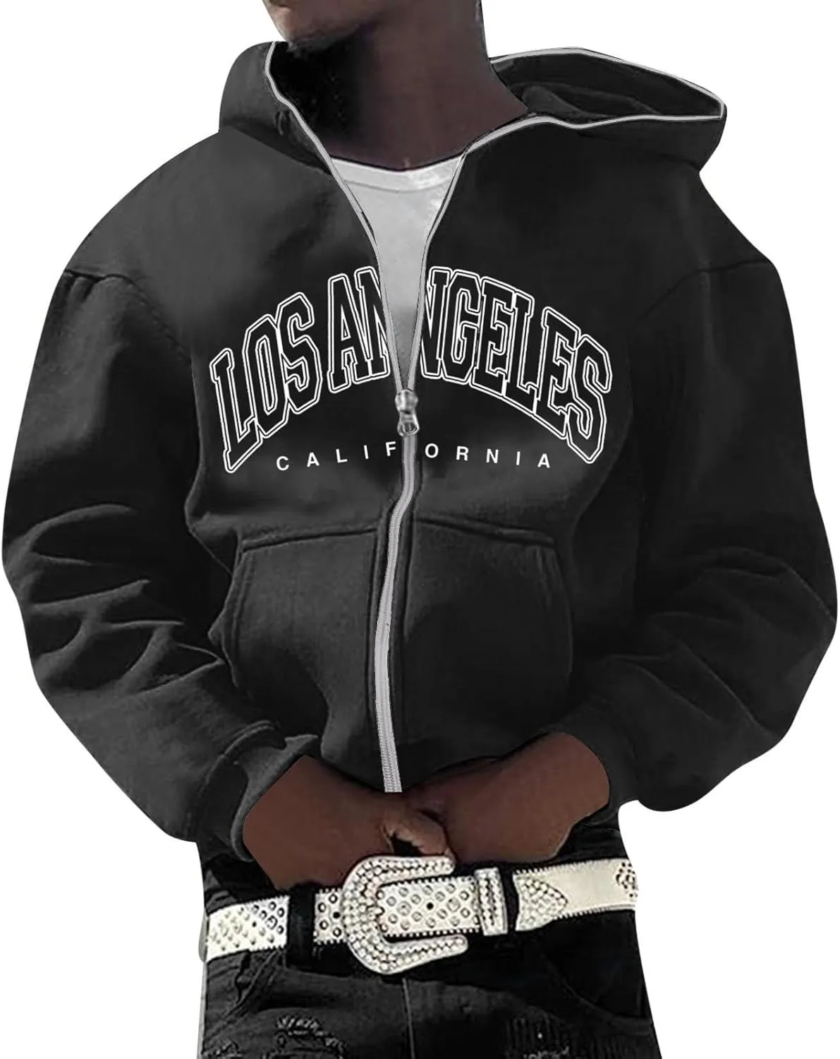 TUQIDEWU Zip Up Hoodie Men, Y2k Hoodie Men Full Zip Letter Printed Hooded Jacket Sweatshirt Hip Hop Hooded Jacket Streetwear