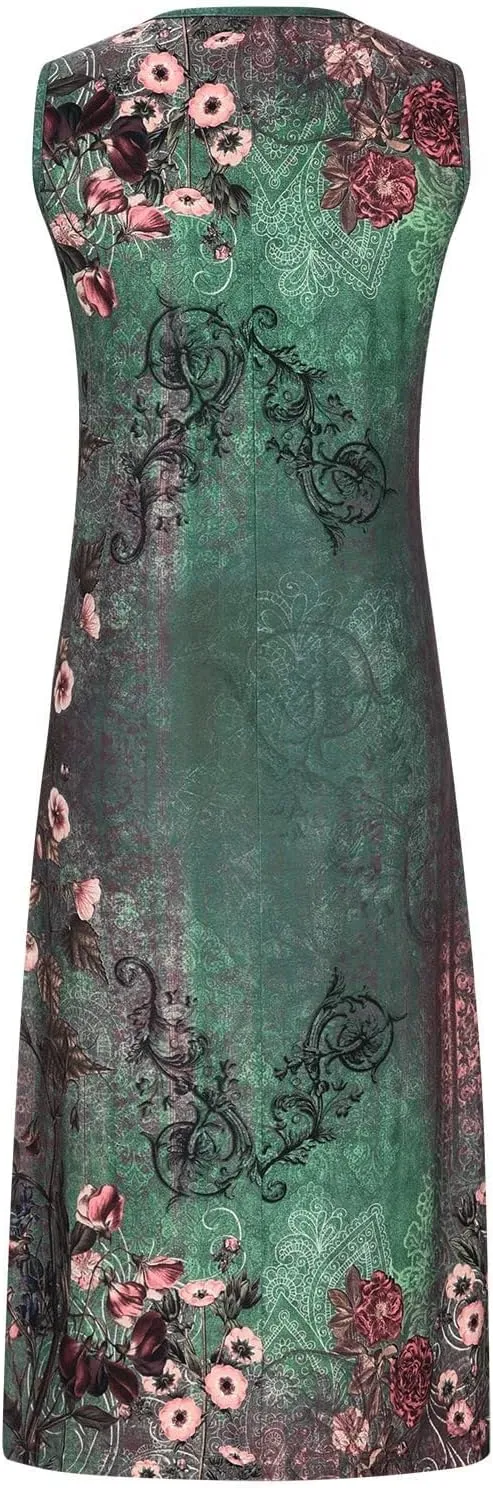 Two Piece Dress for Women,Formal Long Sleeve Midi Dress Elegant Plus Size Summer Smocked Flowy Knee Length Dress