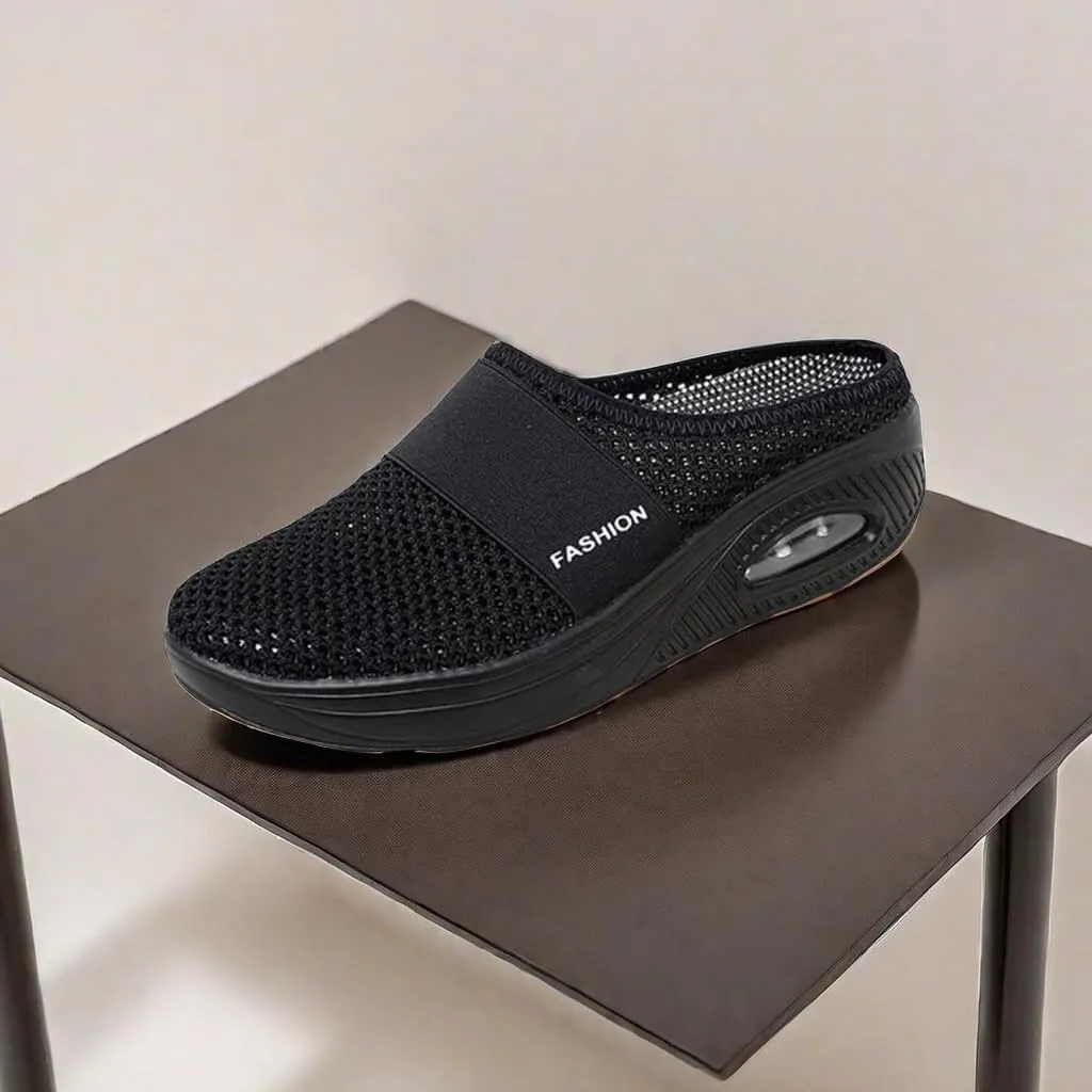 uSecee Mule Sneakers for Womens Mens Mesh Wide Width Mesh Walking Shoes Open Back Slip On Shoes Backless Platform Sneakers Lightweight Breathable Non-Slip Shoes Slippers Slides Closed Toe