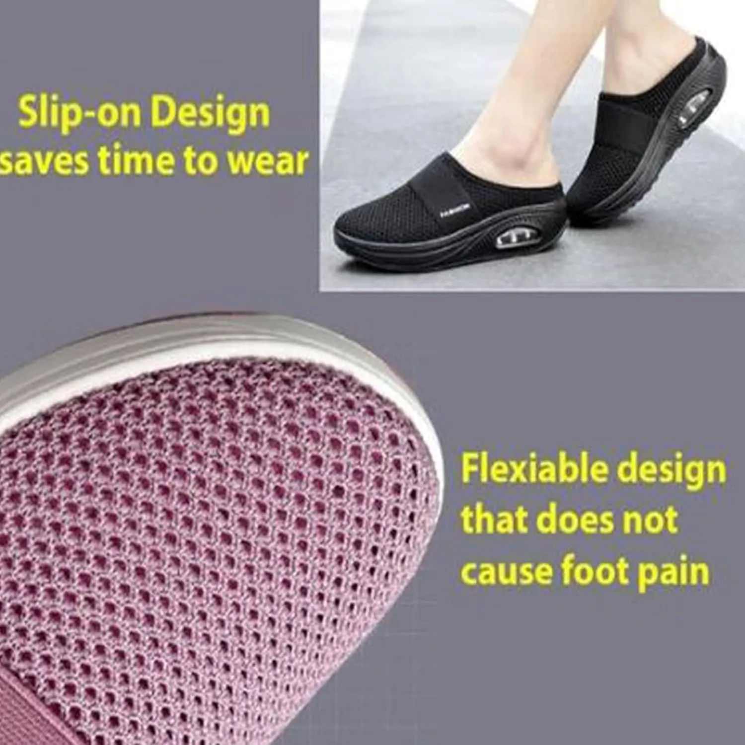uSecee Mule Sneakers for Womens Mens Mesh Wide Width Mesh Walking Shoes Open Back Slip On Shoes Backless Platform Sneakers Lightweight Breathable Non-Slip Shoes Slippers Slides Closed Toe
