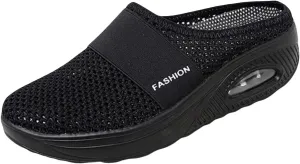 uSecee Mule Sneakers for Womens Mens Mesh Wide Width Mesh Walking Shoes Open Back Slip On Shoes Backless Platform Sneakers Lightweight Breathable Non-Slip Shoes Slippers Slides Closed Toe