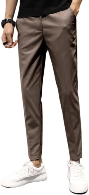 utcoco Men's Cropped Suit Pants Slim-Fit Ankle Length Dress Pants