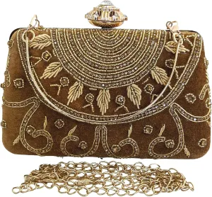 Velvet Luxury Clutch Purse for Women Crossbody Occasion Bag with Detachable Shoulder Chain