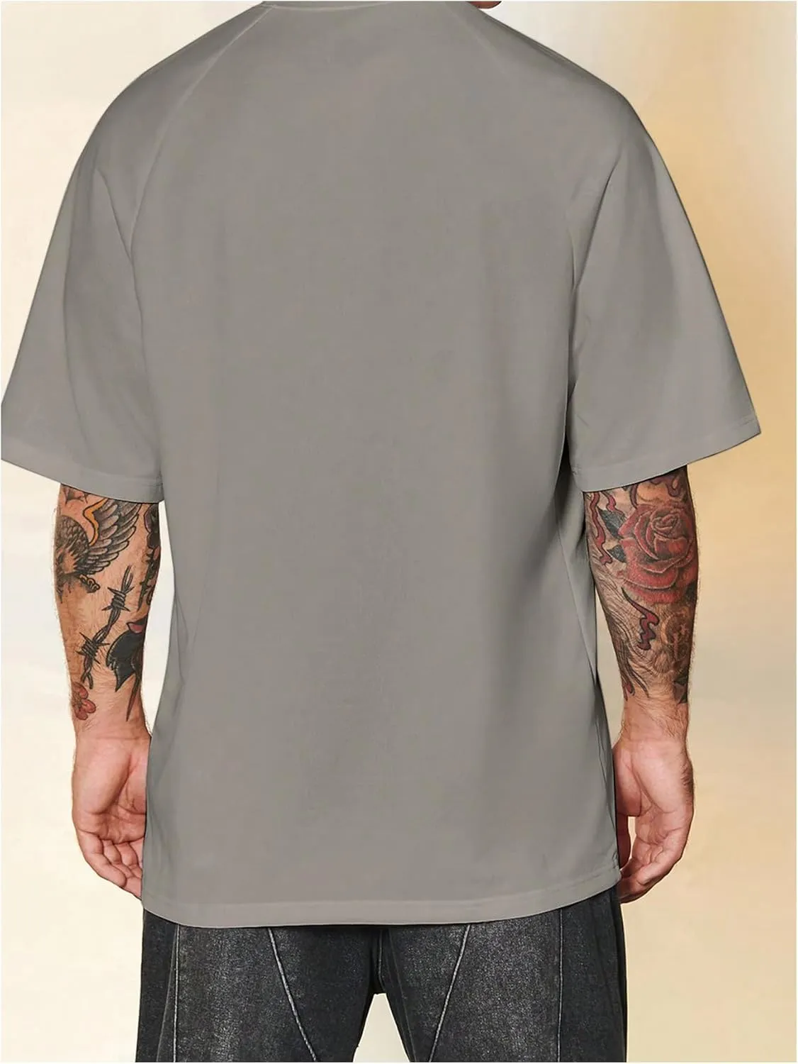 Verdusa Men's Oversized Shirts Short Sleeve Loose Fit Casual Solid Basic Tee Tops