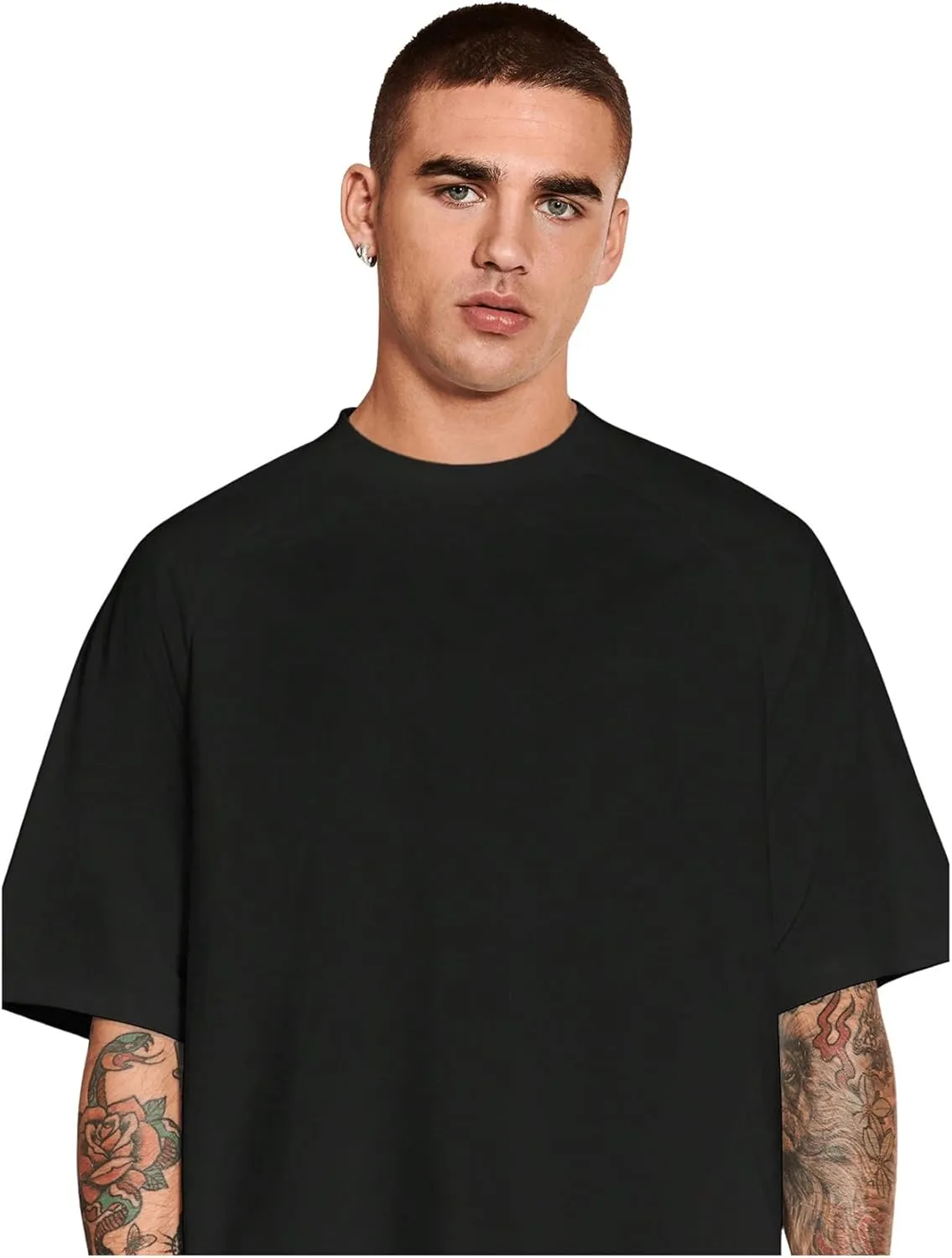 Verdusa Men's Oversized Shirts Short Sleeve Loose Fit Casual Solid Basic Tee Tops