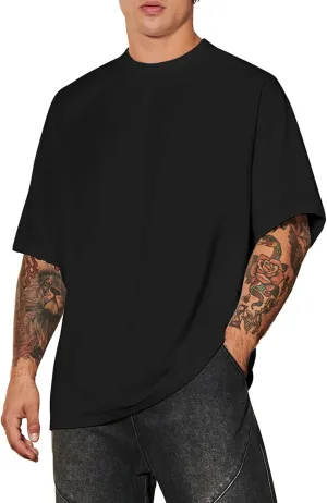 Verdusa Men's Oversized Shirts Short Sleeve Loose Fit Casual Solid Basic Tee Tops