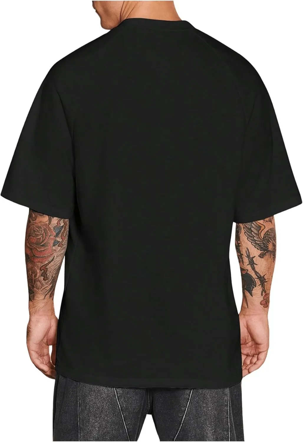 Verdusa Men's Oversized Shirts Short Sleeve Loose Fit Casual Solid Basic Tee Tops