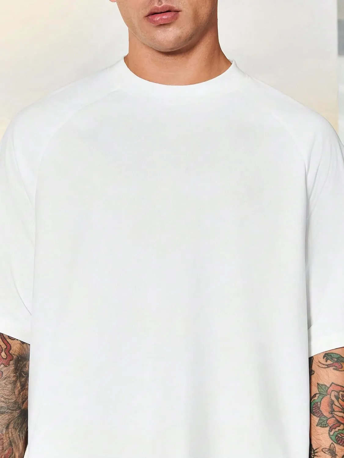 Verdusa Men's Oversized Shirts Short Sleeve Loose Fit Casual Solid Basic Tee Tops