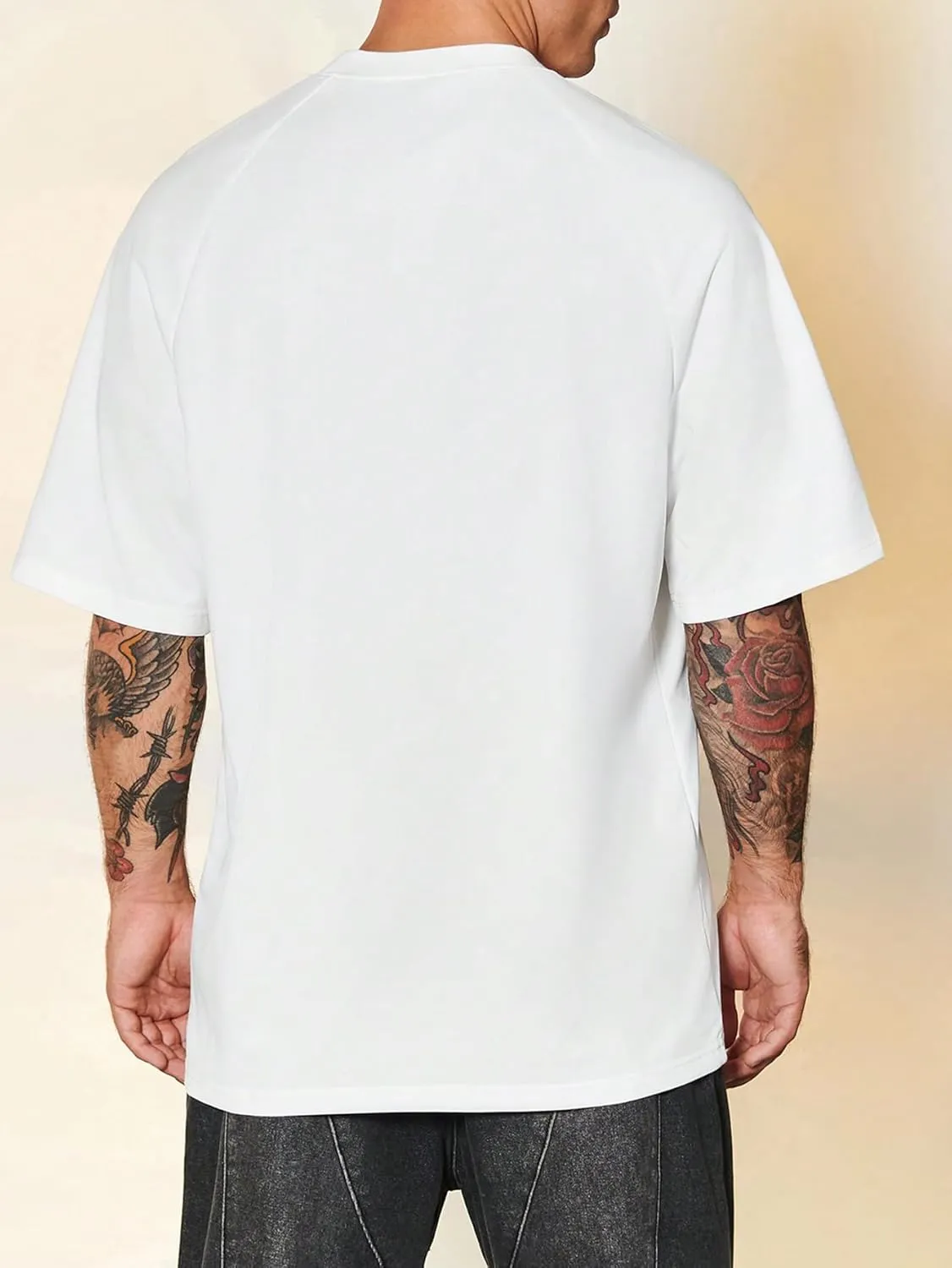 Verdusa Men's Oversized Shirts Short Sleeve Loose Fit Casual Solid Basic Tee Tops