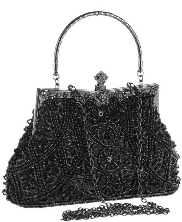 Vintage Beaded and Sequined Evening Bag for Women Formal Wedding Party Clutch Purse