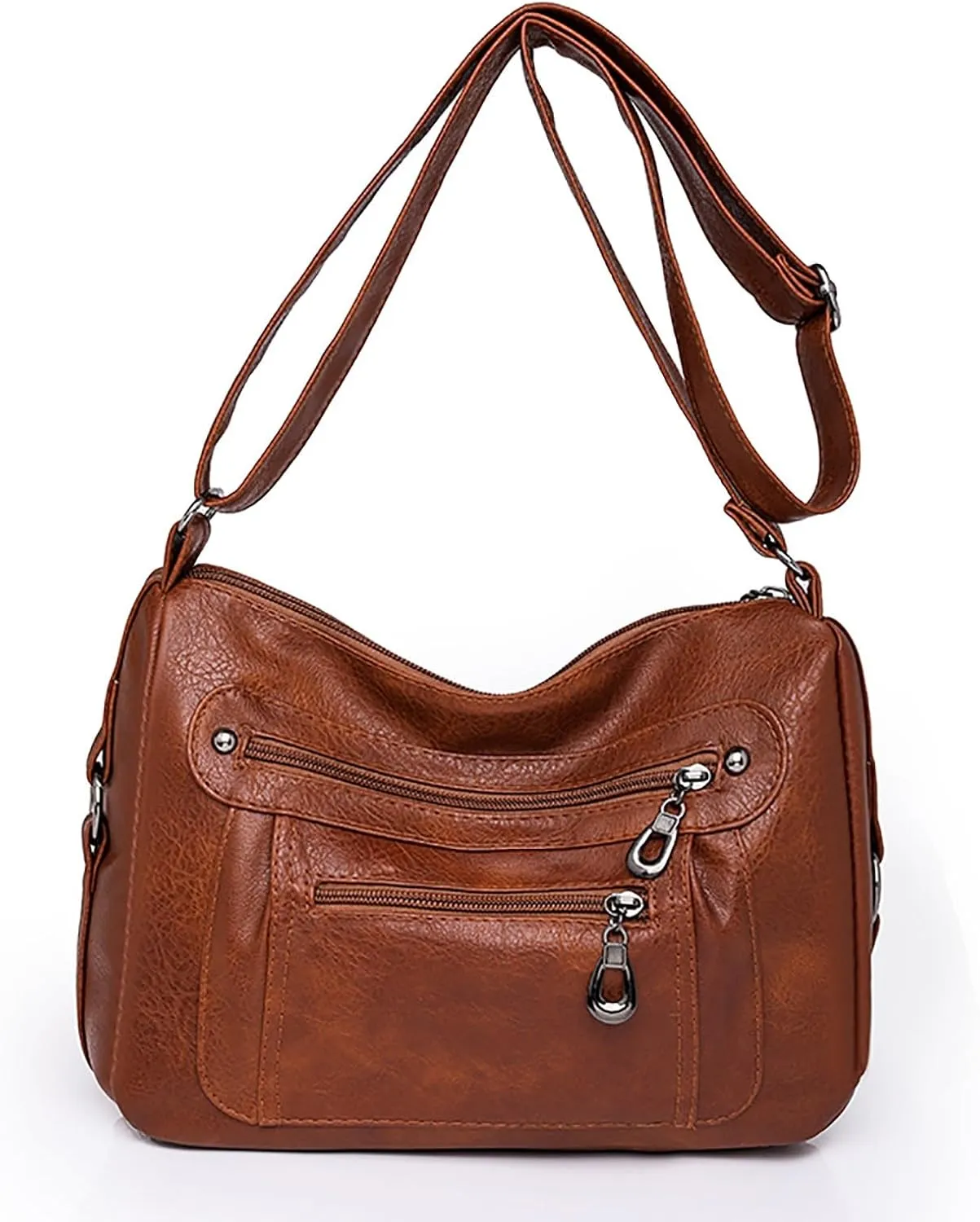 Vintage Classic Soft Leather Stylish Solid Crossbody Bag Trend Versatile Pocket Shoulder Bag Vintage (Brown, One Size)