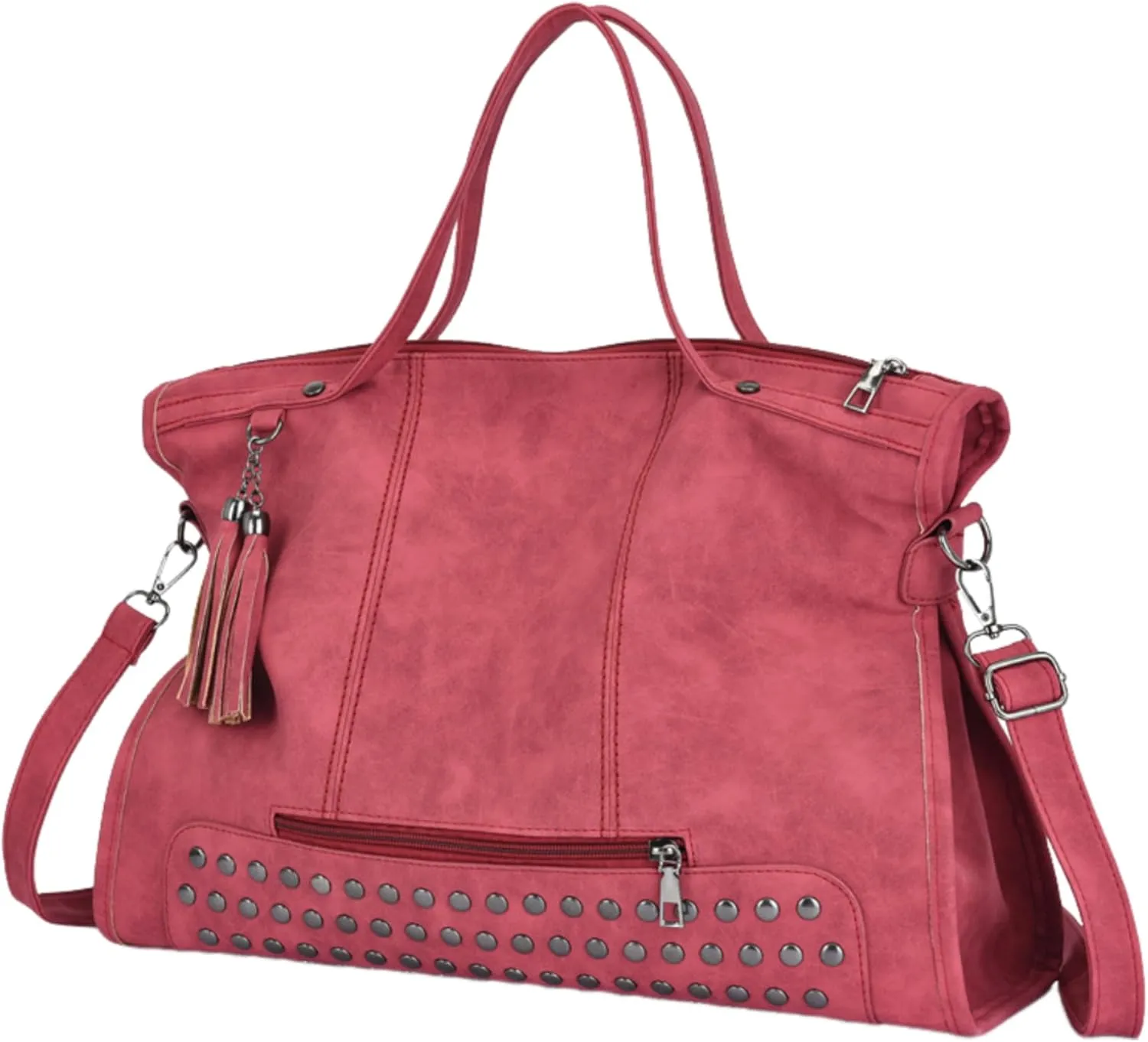 Vintage Leather Tote Bags Studded Purse Y2k Satchel Women Large Crossbody Bag
