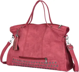 Vintage Leather Tote Bags Studded Purse Y2k Satchel Women Large Crossbody Bag
