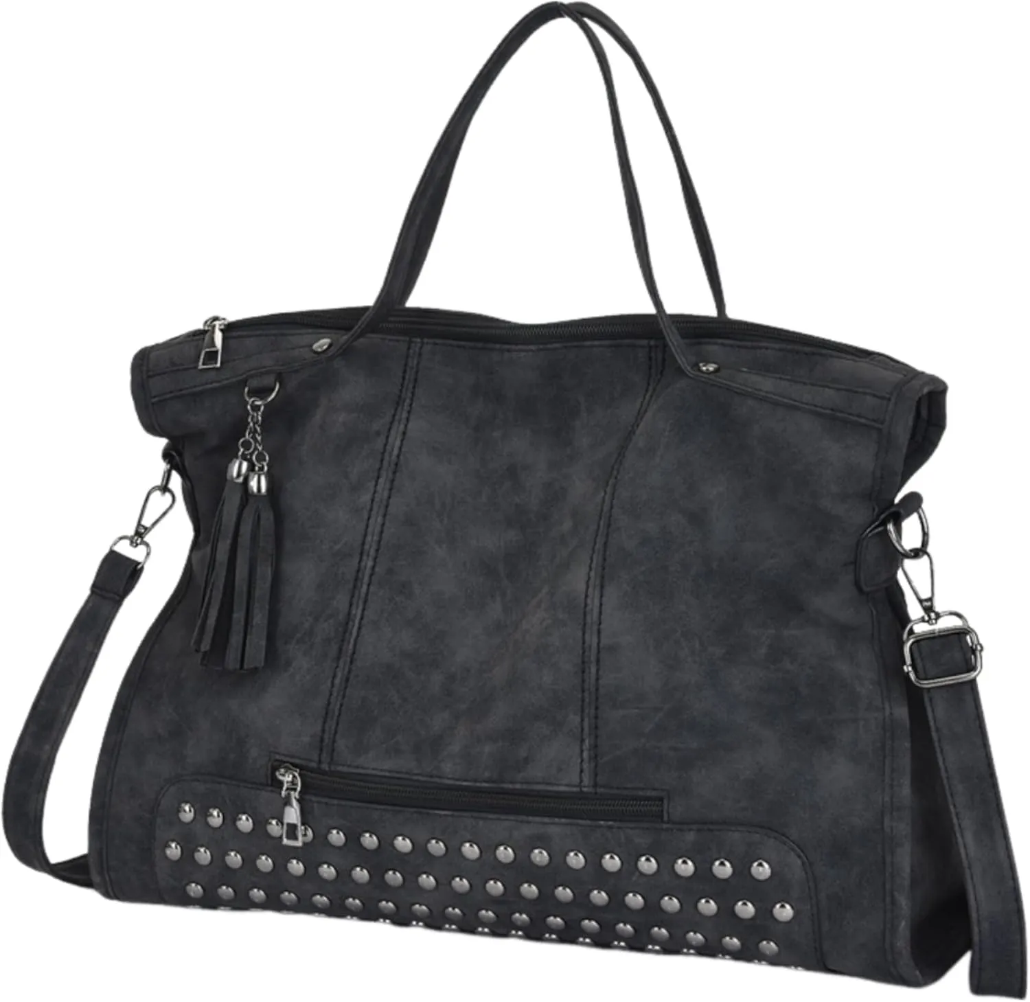 Vintage Leather Tote Bags Studded Purse Y2k Satchel Women Large Crossbody Bag