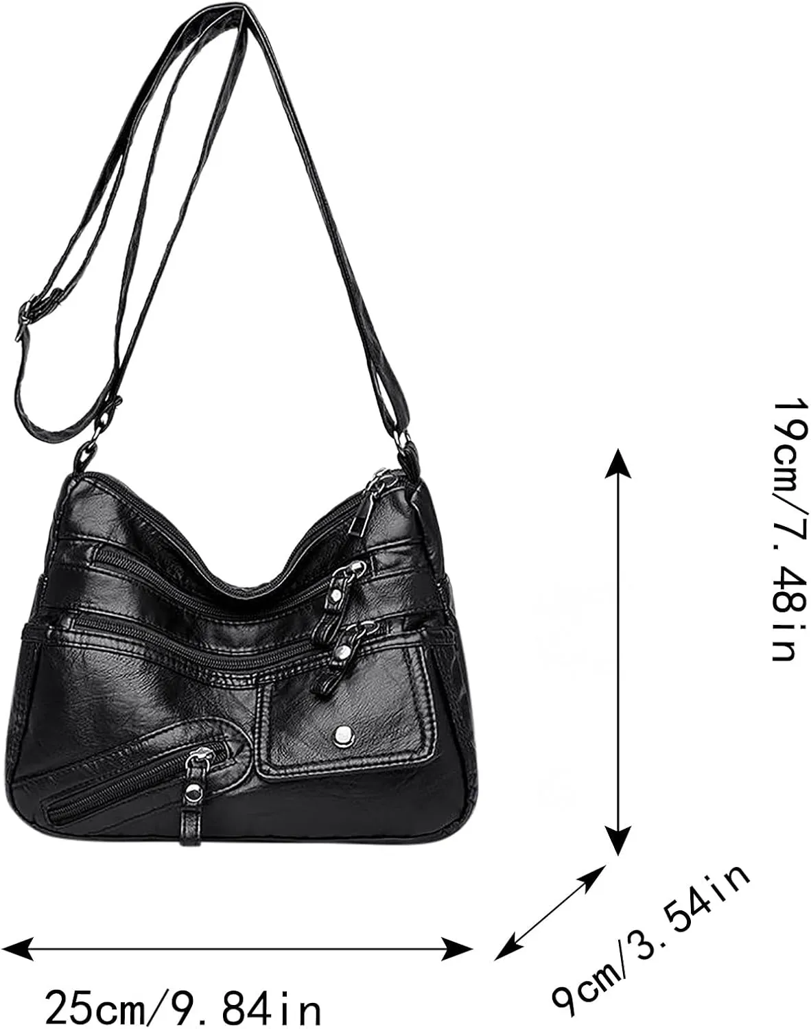 Vintage New Versatile Soft PU Leather Interlayer One Shoulder Crossbody Bag Handbag Casual Computer Bags (Red, One Size)