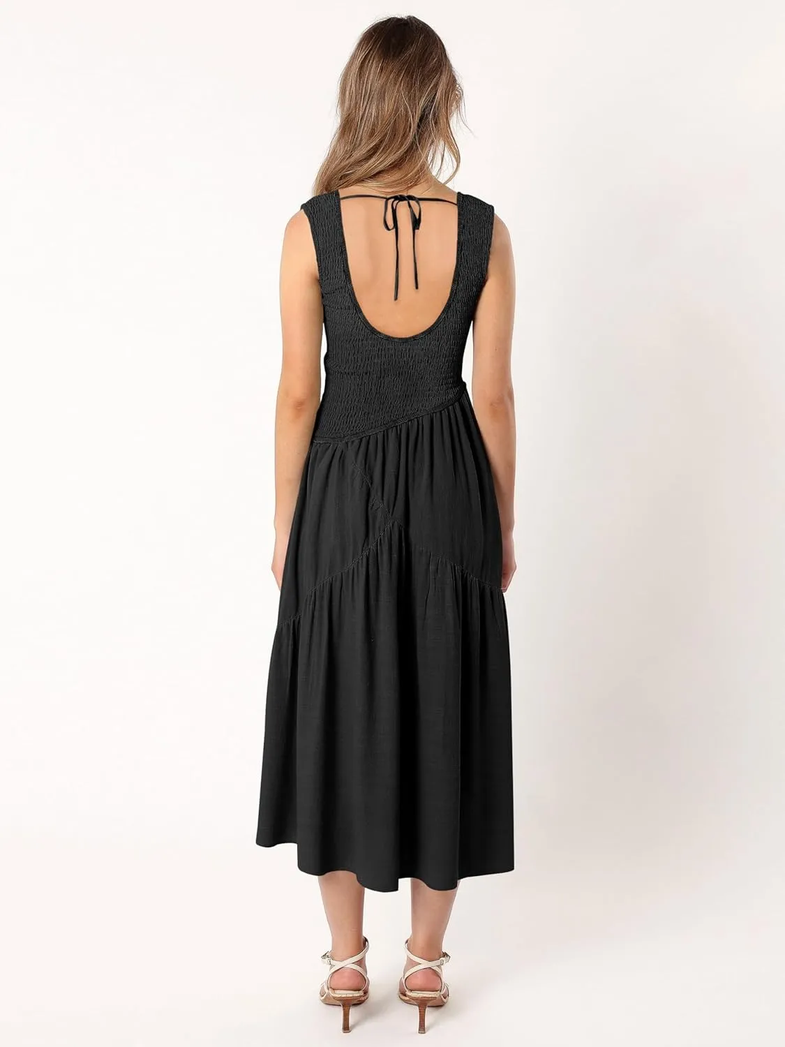 Wedding Guest Dress Maxi: Womens Square Neck Strap Spaghetti - Casual Summer Beach Long Sundress SE2466