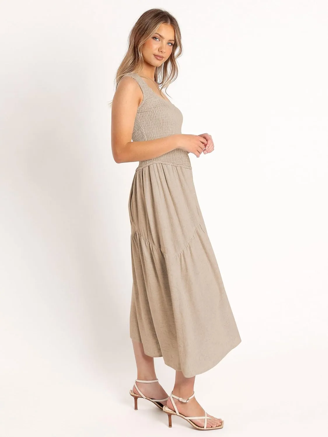 Wedding Guest Dress Maxi: Womens Square Neck Strap Spaghetti - Casual Summer Beach Long Sundress SE2466