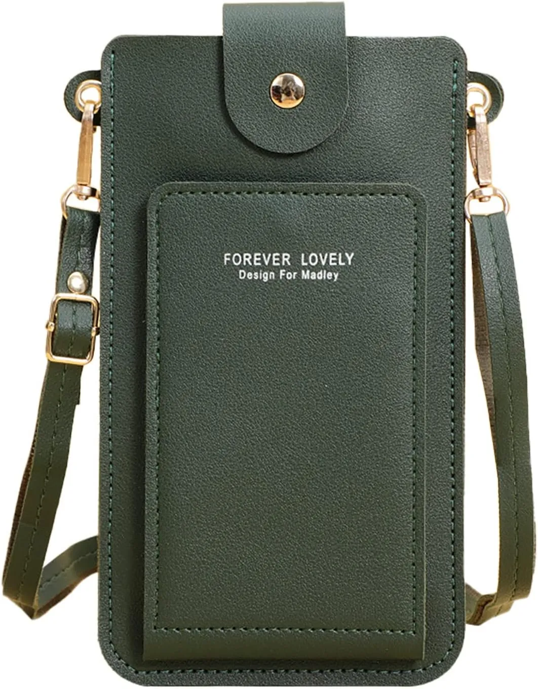 Women Artificial Leather Solid Color Hasp Transparent Operation Ccreen Phone Bag Shoulder Bag Messenger (C, One Size)