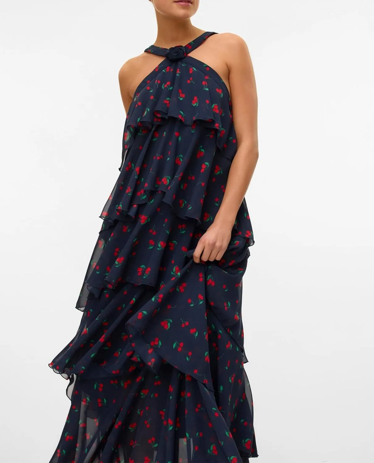 Women Backless Summer Dresses Ruffle Tiered Layed Chiffon Dresses Flowy Swing Floral Maxi Dress Beach Sundress