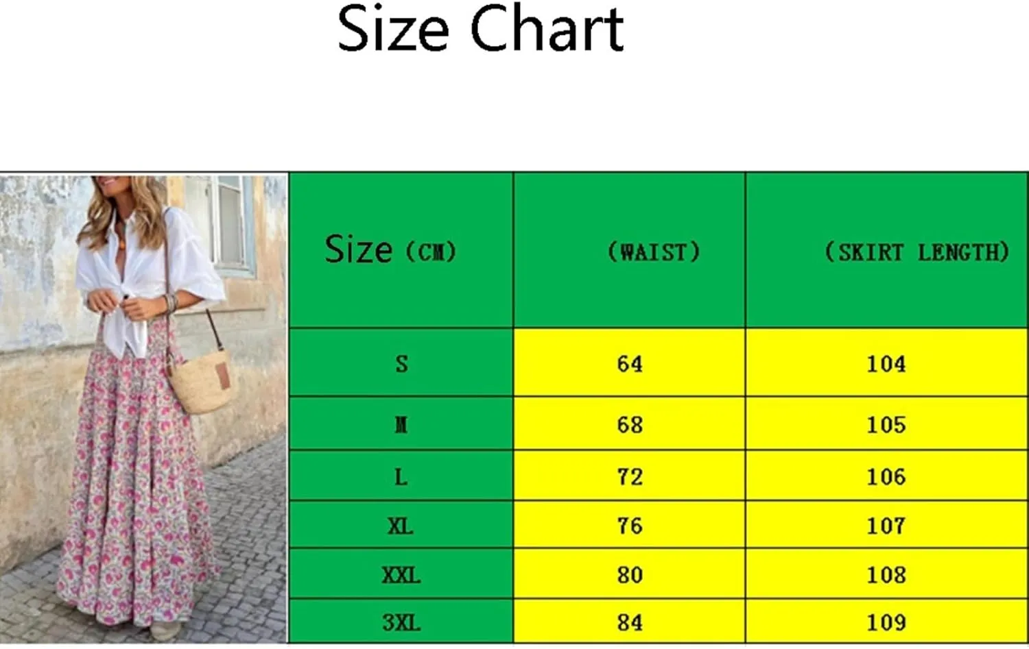 Women Casual Elastic Boho Floral Print Midi Skirt High Waist Pleated Swing A Line Beach Vacation Skirt