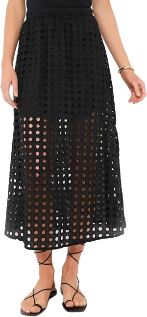 Women Cotton Eyelet Long Skirt Summer Casual Beach Maxi Skirt with Underneath